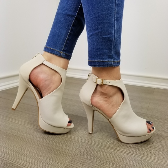 Shoes - Beige Nubuck platform & heel ankle booties-hh